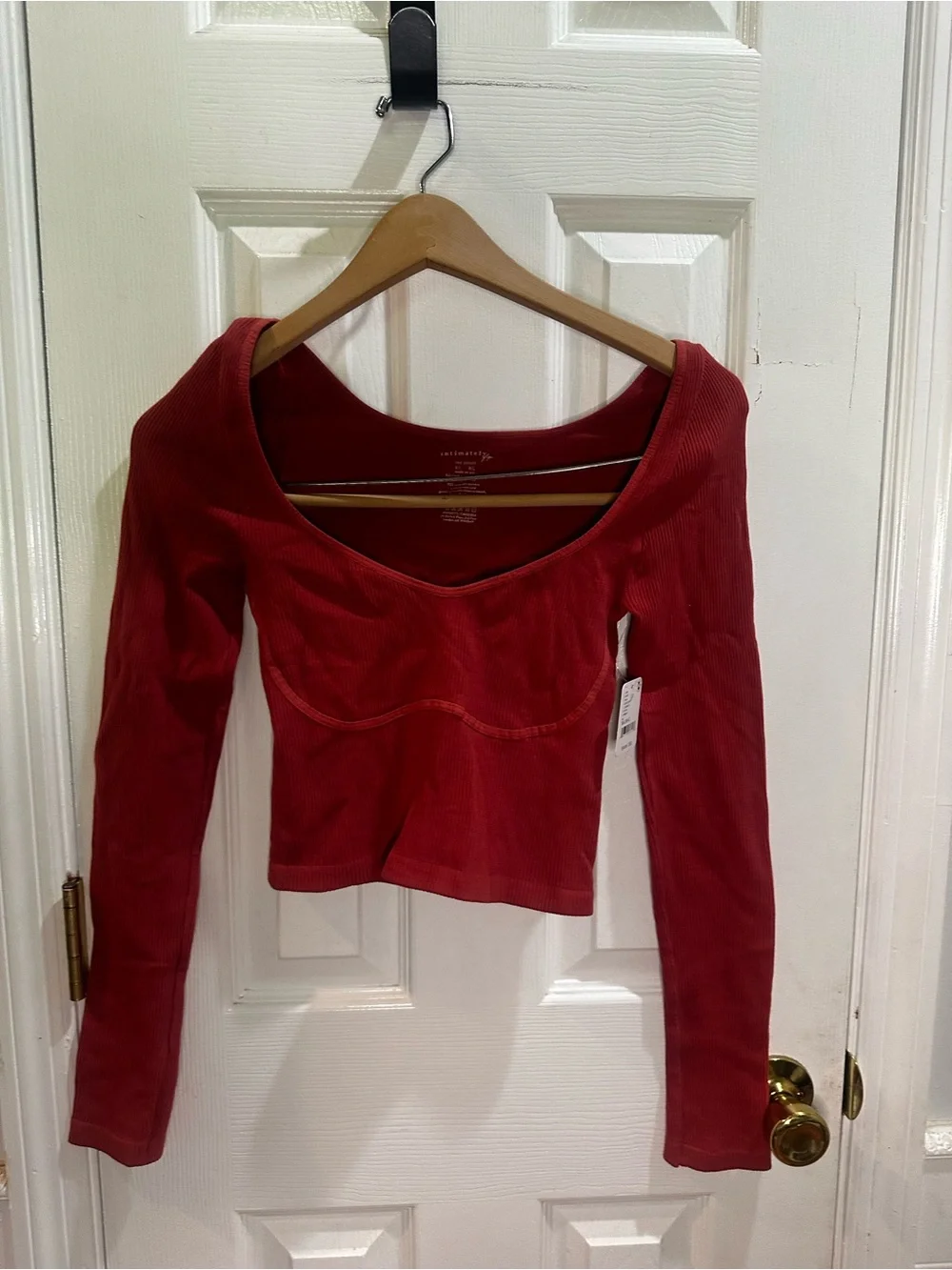 NWT Free People Intimately Meg Seamless Long Sleeve Ribbed Crop Top Stretch M/L